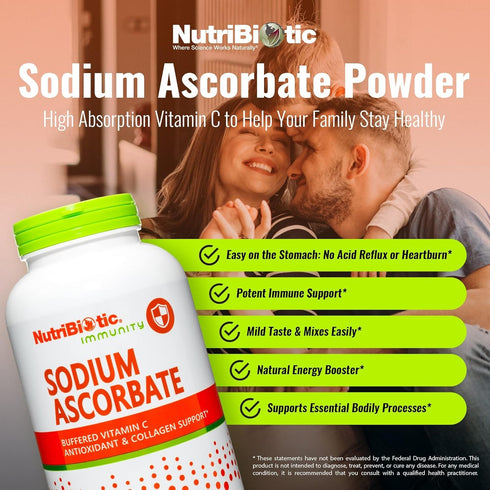 NutriBiotic Sodium Ascorbate Buffered Vitamin C Powder, 16 Oz | Vegan, Non-Acidic Immune Support