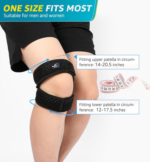 HiRui Dual Patella Knee Straps, Knee Brace Patella Stabilizer for Pain Relief, Adjustable for Running & Jumping