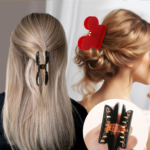 Mouse Ears Hair Claw Clips - BENOSPACE 3Pcs Acrylic Mouse Head Hair Clips for Women Fashion Hair Styling Accessories