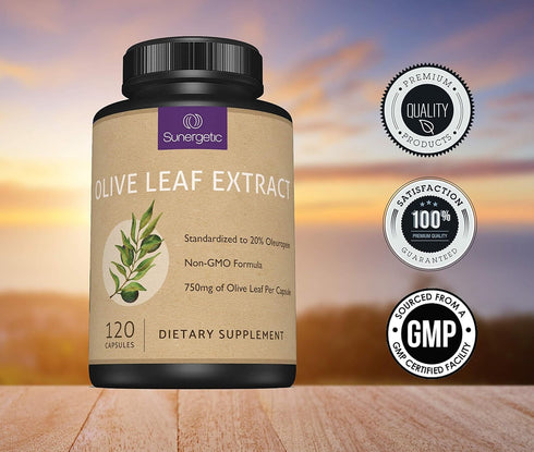 Premium Olive Leaf Extract Capsules, 750mg, 120 Capsules, Supports Immune System & Cardiovascular Health