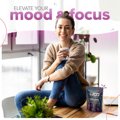 Lucid Superfood Organic Mushroom Coffee with Nootropics - Lion's Mane, Tremella, Cordyceps & Turkey Tail - Instant