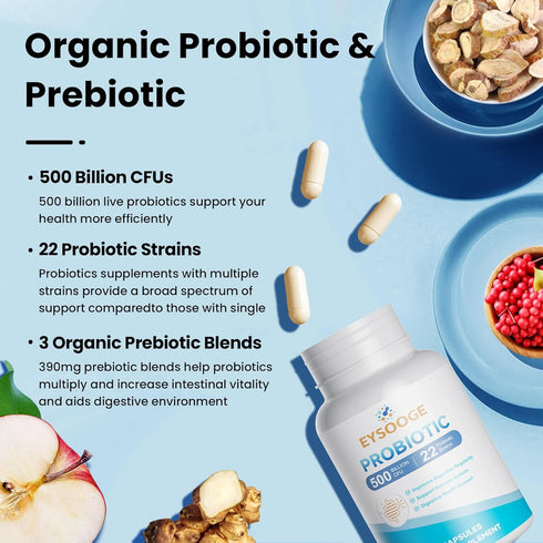 Probiotics for Women and Men, 500 Billion CFU, 90 Capsules, 22 Strains for Digestive and Immune Health