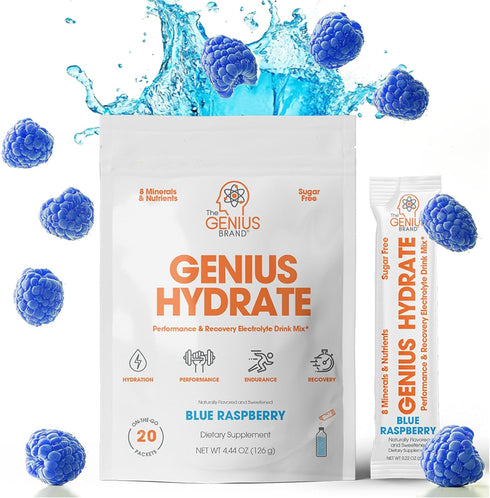 The Genius Brand - Genius Hydrate Stick Pack Powder Drink Mix Blue