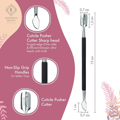 Professional Manicure Tools Cuticle Cutter & Pusher Trimmer – Perfect Nail Care Tool for Home/Spa