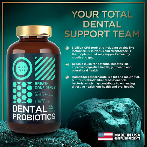 Oral Probiotics for Bad Breath | Dental Probiotics for Teeth & Gums | 3 Billion CFU Advanced Treatment | 45 Tablets