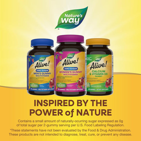 Gummy 80 Gummies Natures Way Alive! Zero Sugar Women's Multivitamins, Energy Metabolism*, Hair, Skin, Nails*