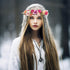 Vivivalue Pink Rose Flower Crown Boho Headband, Floral Halo for Wedding Party Festival Photos