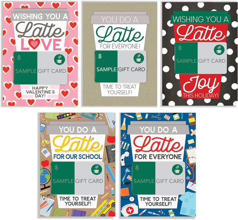 Tiny Expressions Teacher Appreciation Coffee Gift Card Holders, Set of 4 with Envelopes, School Themed