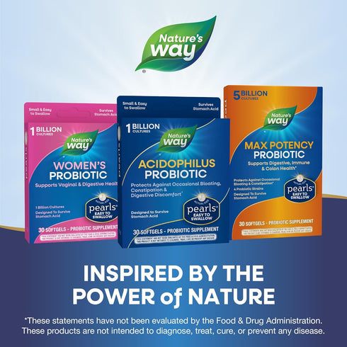 Nature's Way Acidophilus Probiotic Pearls, 1 Billion Cultures, 30 Softgels, Supports Digestive Balance & Gut Health