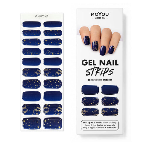 MOYOU LONDON Semi Cured Gel Nail Strips, 20 Pcs UV Gel Nail Wraps for Easy Salon-Quality Manicure