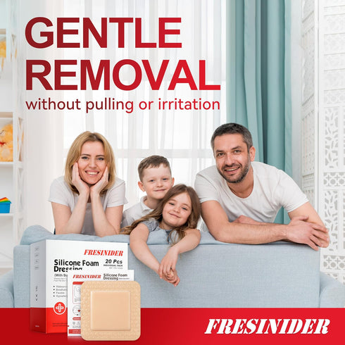 Pack 20 3 3 Inches FRESINIDER Silicone Foam Dressing with Adhesive Border Wound Dressing Bandage Silicone Foam Pad of x