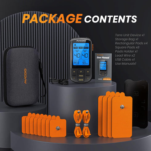 3-in-1 TENS Unit with 32 Modes - Dual Channel EMS Muscle Stimulator with 40 Intensities, Rechargeable Pulse Massager