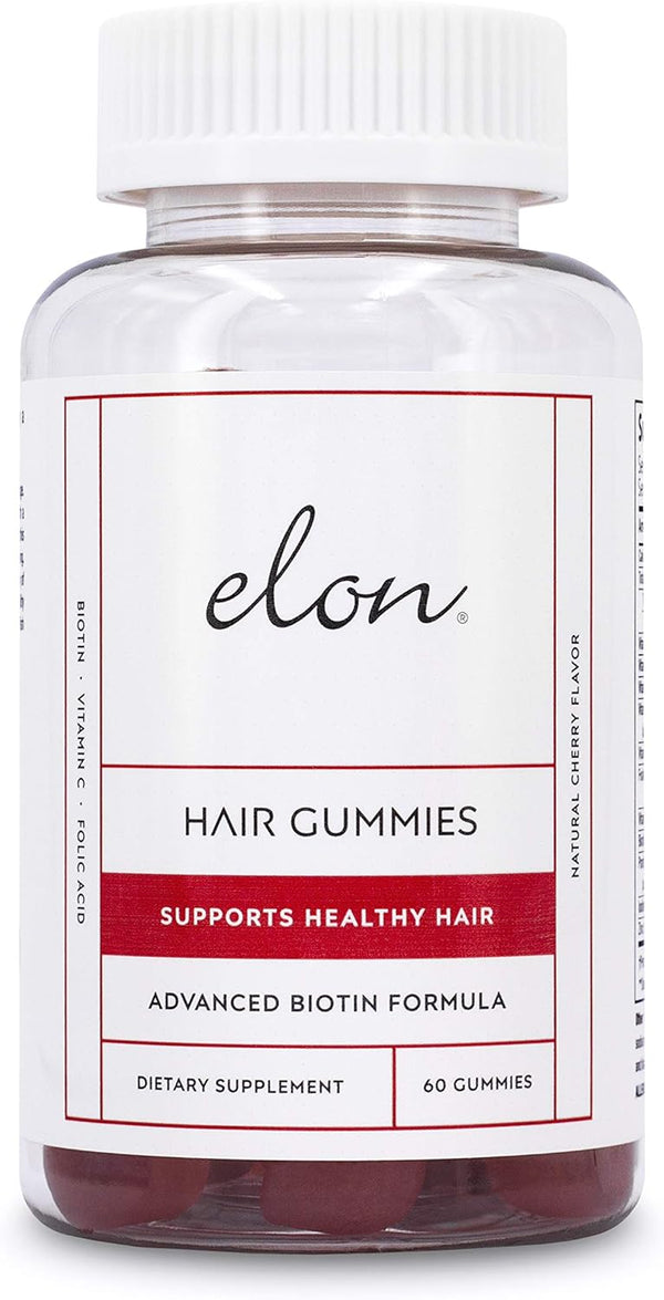 Elon Biotin Gummies for Hair Growth, 60 Count, 5000mcg Biotin for Hair, Skin, Nails, Cherry Flavored