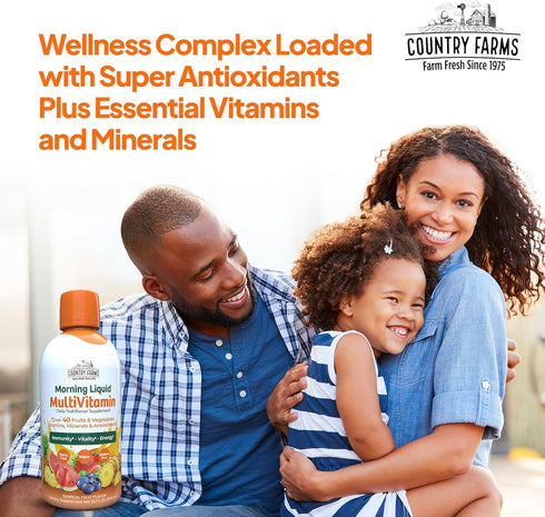COUNTRY FARMS Morning Liquid Multivitamin, Vitamins and Minerals for Immune Support, 32 fl oz