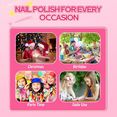 TOMICCA Kids Nail Polish, 10 Colors Quick Dry Peel Off Water Based Rainbow Nail Polish for Toddler Teen