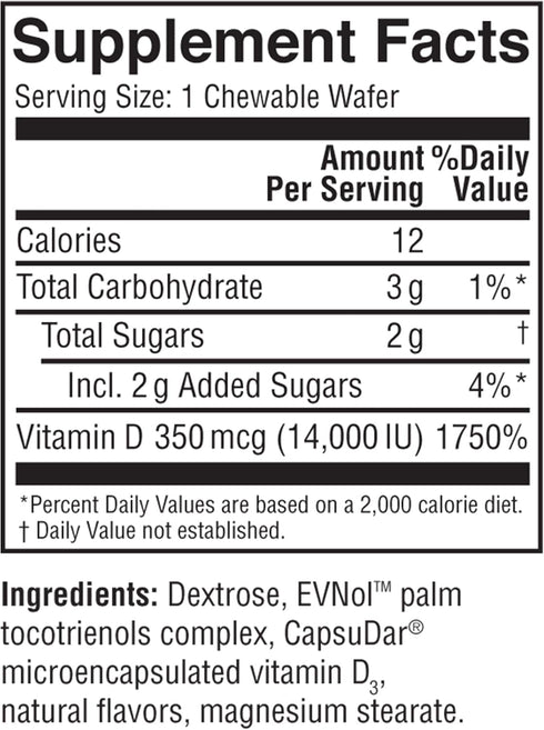Replesta NX 14,000 IU Vitamin D3 Cholecalciferol, Once-Weekly Chewable Wafer, 8 Tablets