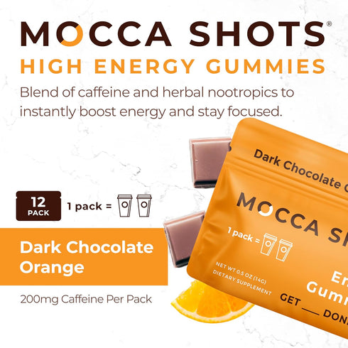 SGC Seattle Gummy Company Caffeine Energy Gummies 12-Pack - Orange Chocolate Mocha Energy Chews, Nootropic, Vegan,