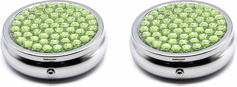 Set 2 of Circular Triple-Compartment Pocket Purse Pill Box & Organizer with Insert (Peridot Gemstones)