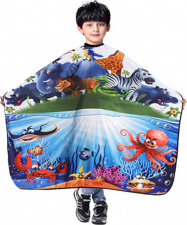 SOKKIA Kids Barber Cape, Hair Cutting Hairdressing Salon Styling Cloth Apron Cover for Children