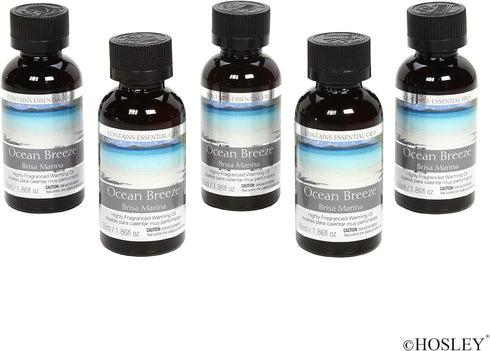 Aromatherapy Set of 5 Hosley Premium Ocean Breeze Warming Oils, 1.86 Fluid Ounce Each, Ideal Gift for Spa Settings