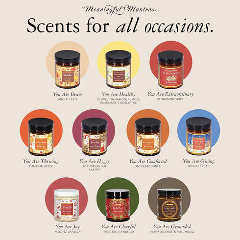 MEANINGFUL MANTRAS Scented Candles - Candles for Women - Aromatherapy Candles - Essential Oil Candle You are