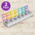 Weekly Pill Organizer, Pack of 2, Colorful 7-Day Easy Push Button Assisted Open for Seniors, BPA Free Daily Travel Pill