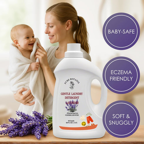 Pure Botanix 68 Oz 66 Lavender Plant-Based Hypoallergenic Laundry Detergent, Gentle & Non-Toxic Soap for Sensitive