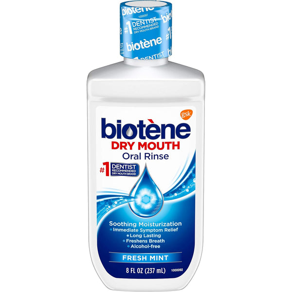 biotène Oral Rinse Mouthwash for Dry Mouth, Breath Freshener and Treatment, Fresh Mint - 8 fl oz