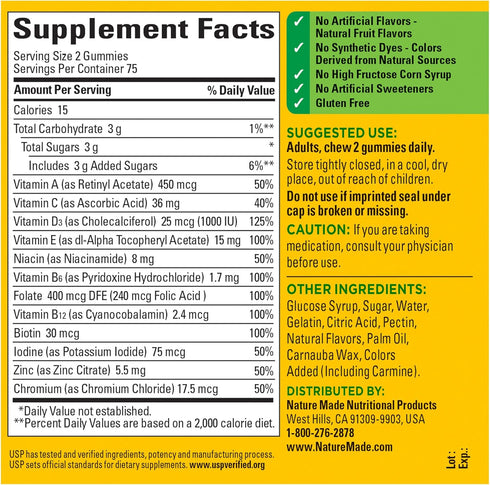 Nature Made Multivitamin Gummies - Daily Nutritional Support, 150 Count, 75 Day Supply