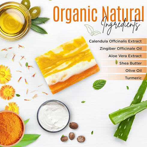 Organic Turmeric Soap Bar for Face & Body | Pure Turmeric Soap for Acne, Scars, Blemish Control, Pack of 2