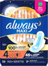 Always Maxi Pads Size 4, Overnight Absorbency, Unscented, 33 Count