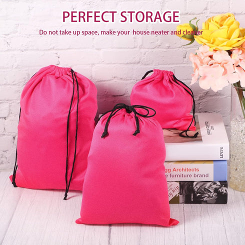 Hillban 20 Pcs Adult Game Toy Storage Bags, Microfiber Drawstring Bags for Game Toy Organizer, 3 Sizes (Pink)