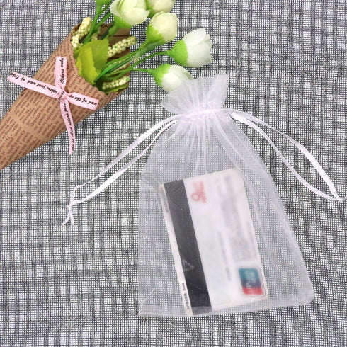 SumDirect 50Pcs Sheer Organza Bags - 4x6 inches Jewelry Drawstring Pouches for Wedding Party Favors