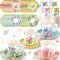 SUMMORO 160 Pcs Floral Paper Tea Cups and Saucers 7 OZ Disposable Paper