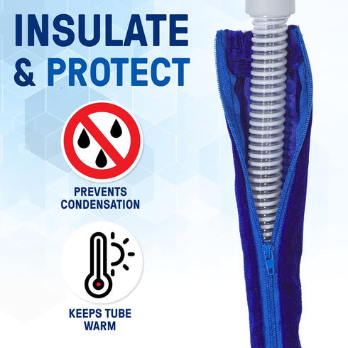 CPAP Tube Hose Cover, Full Length Zipper Fleece Skin, Prevent Rainouts, 8 Foot