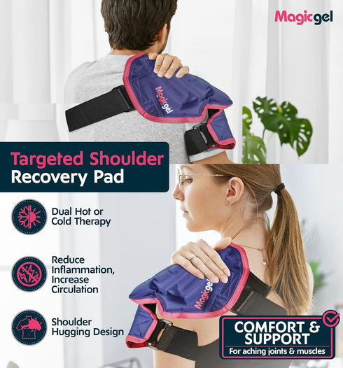 Magic Gel Ice Pack, Reusable Flexible Hot or Cold Therapy Compression Wrap for Rotator Cuff Injuries