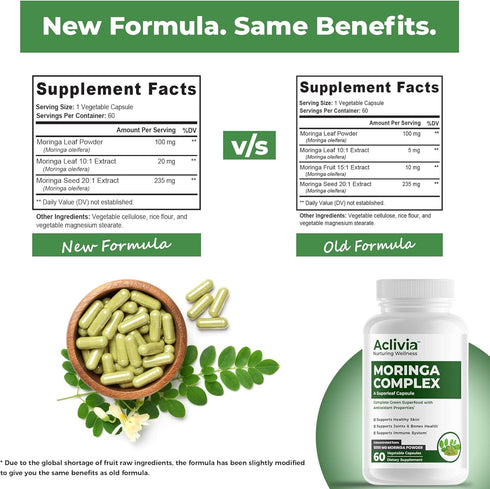 Moringa Complex with Oleifera Leaf & Seed Extract - Potent Strength 5000 mg per Serving, Green-Based Superfood