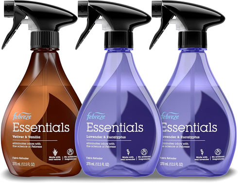 Febreze Fabric Spray, Fabric Refresher Essentials, Odor Eliminator, Lavender & Eucalyptus, 12.5 Oz (Pack of 3)