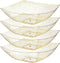 Posh Setting Square Plastic Serving Bowls, Medium Gold Glitter Disposable Party Snack Bowls, 4 Pack Heavy Duty for