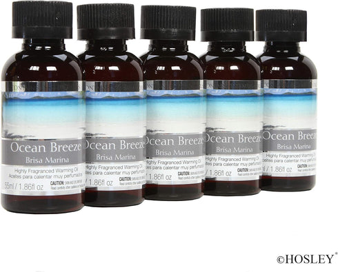 Aromatherapy Set of 5 Hosley Premium Ocean Breeze Warming Oils, 1.86 Fluid Ounce Each, Ideal Gift for Spa Settings