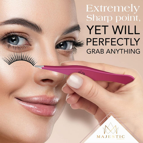 Majestic Bombay Fine Point Tweezers for Women and Men – Splinter, Ticks, Facial, Brow, Ingrown Hair Removal