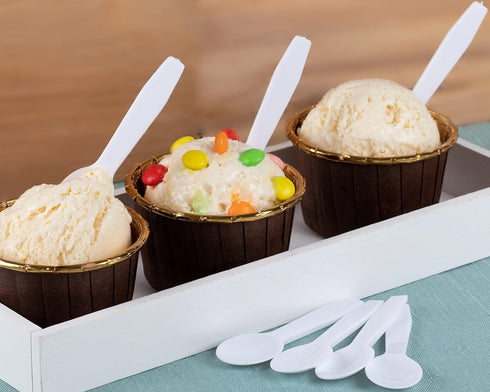 PARTY BARGAINS 3" Plastic Mini Spoons, 800 Count, Lightweight Disposable Tasting Spoons for Desserts and Appetizers