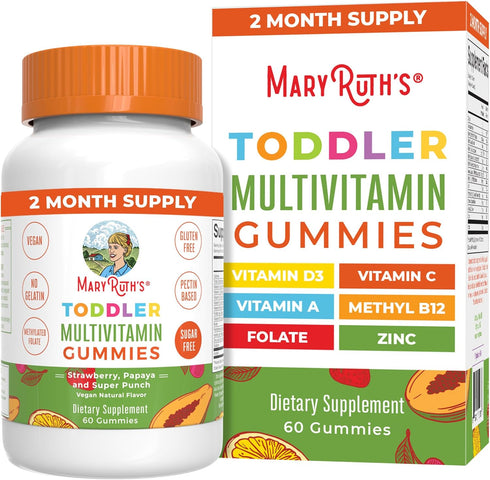 MaryRuth Organics Sugar Free Vitamin Gummies for Kids Age 2+, 60 Count Multivitamin with Vitamin C, D3, Zinc