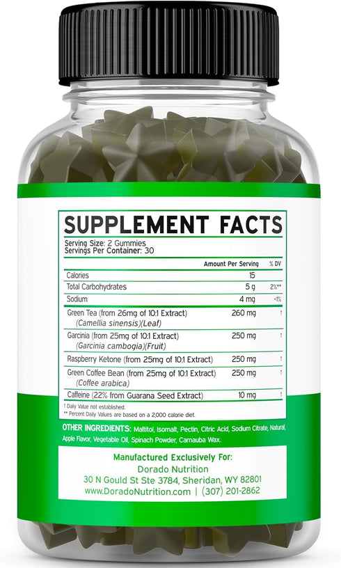 Green Tea Fat Burner Weight Loss Gummies (60 Count) Fat Burner Women - Appetite Suppressant for Weight Loss Women - Belly Fat Burner for Men - Weight Loss Supplement - Weight Loss Products - USA Made