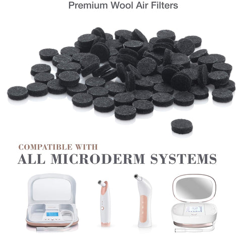 Trophy Skin Replacement Round Wool Air Filters, 100 Pack for Microdermabrasion Kit