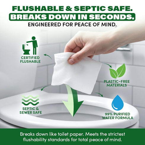 Pack 99.5% 30 Packs 6 (180 Zero Trace Flushable Wipes Portable Travel Wipes with Aloe Pocket Size for Adults, Kids