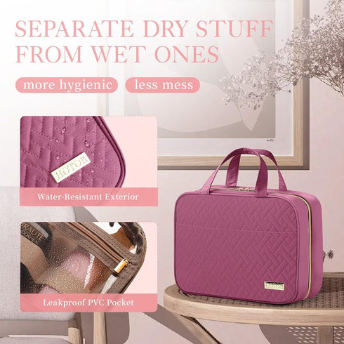 HOTOR Travel Toiletry Bag with Hanging Hook, Spacious Waterproof Bag for Women & Men, Makeup Bag/Big Compartment for