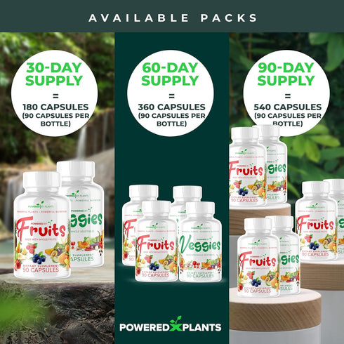 Fruits & Veggies Capsules, Natural Superfood with Vitamins & Minerals, Fruit & Vegetable Supplements for Adults (2 Pack)