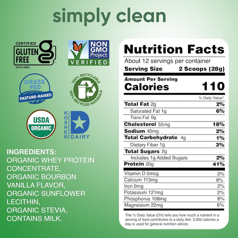 simply tera's Organic Whey Protein Powder - Bourbon Vanilla Flavor