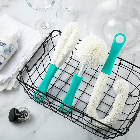 3 Pieces Flexible Wine Cleaning Brush with Stainless Steel Decanter Balls, Multi-Function Household Cleaning Tools